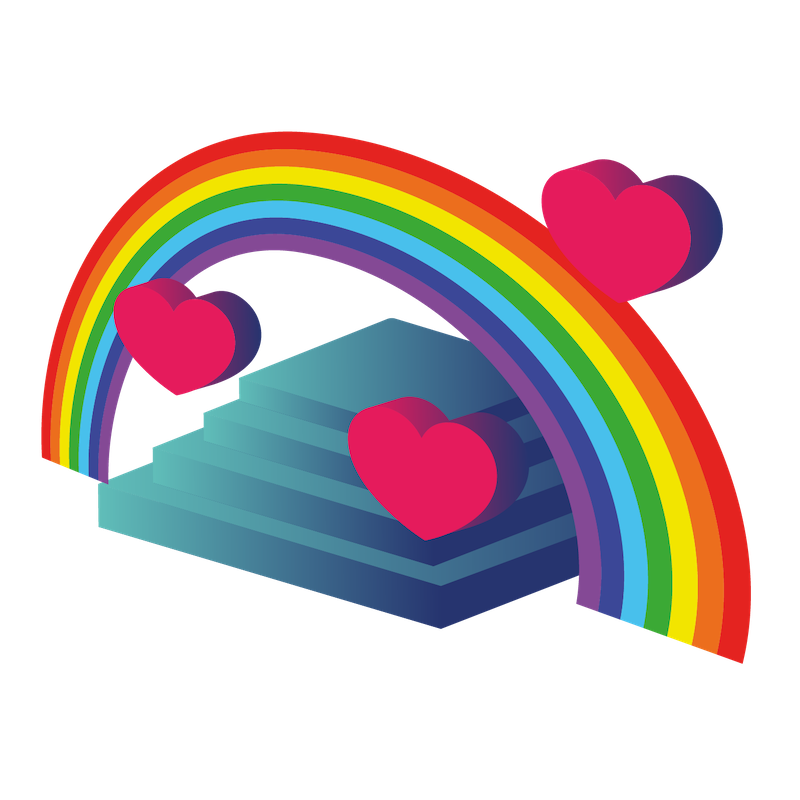 Rainbow with hearts